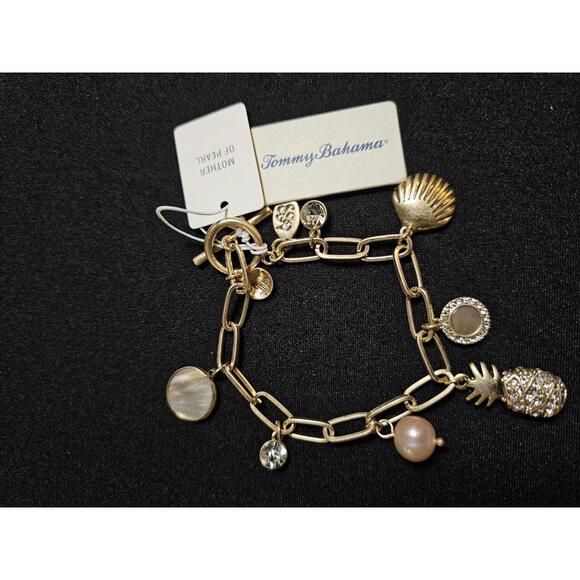 Tommy Bahama Gold Tone Charm Bracelet with Pineapple & Shells - Picture 2 of 6